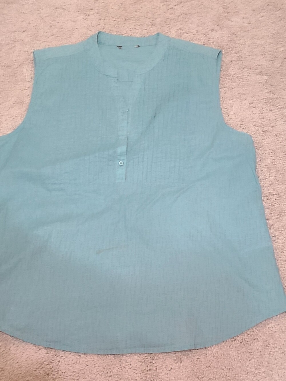 Sleeveless Light Teal Button Popover Top